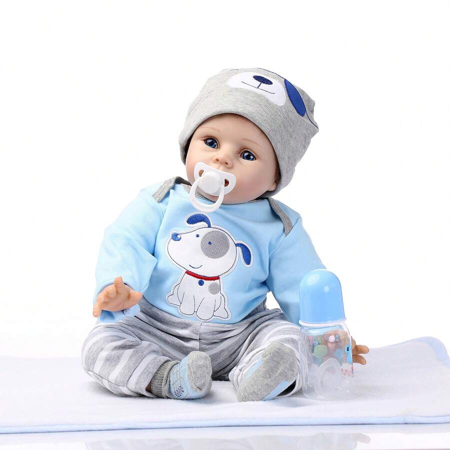NPK Lifelike Blue Dog Doll Very Soft 22inch Reborn Baby Doll Lifelike