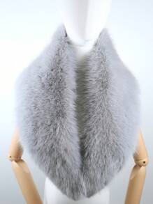 1pc Soft & Cozy Double-Layer Faux Fur Shawl, Handmade Original Design, Warm Cloak, Bridal Wedding Dress Accessory For Women In Winter