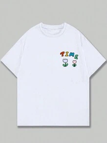 Printed T-Shirt Couple Team Cute Dogs Blouse Unisex Men's Fashion Comfort Casual Premium Print - 白色 - 查看 2