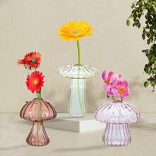 8pcs Colored Mushroom Glass Vase, Home Table Decoration, Wedding Party Table Decoration, Hydroponic Plants, Flowers Decorative Vase - 彩色 - 查看 2