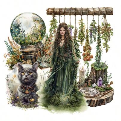 JAI IMAN 96-99pc Stickers Magic Theme With Colorful Magic Herb, Love Potion Plant, Florals, Jars, Ocean Crystals Patterns, For Junk Journal Supplies, Album Journal Sticker Stationery, Paper DIY Craft Kits, Suitable For Gift Wrapping Decor,Scrapbooking, Explosion Gift Box, Junkjournal, Greeting Cards, Bottle Stickers