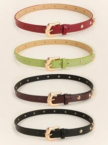1 Pc Women's Luxury Casual Multi-Color Rivet Crocodile Grain Leather Belt, Versatile Daily Accessory
