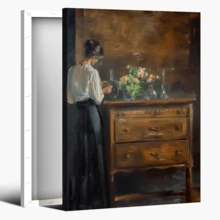 1 Piece Framed Vintage Woman Standing Reading Painting Decorative Aesthetic Canvas Painting Wall Art Poster Artwork Wall Art Painting Decorative Painting Living Room Home Decor - 彩色 - 查看 1