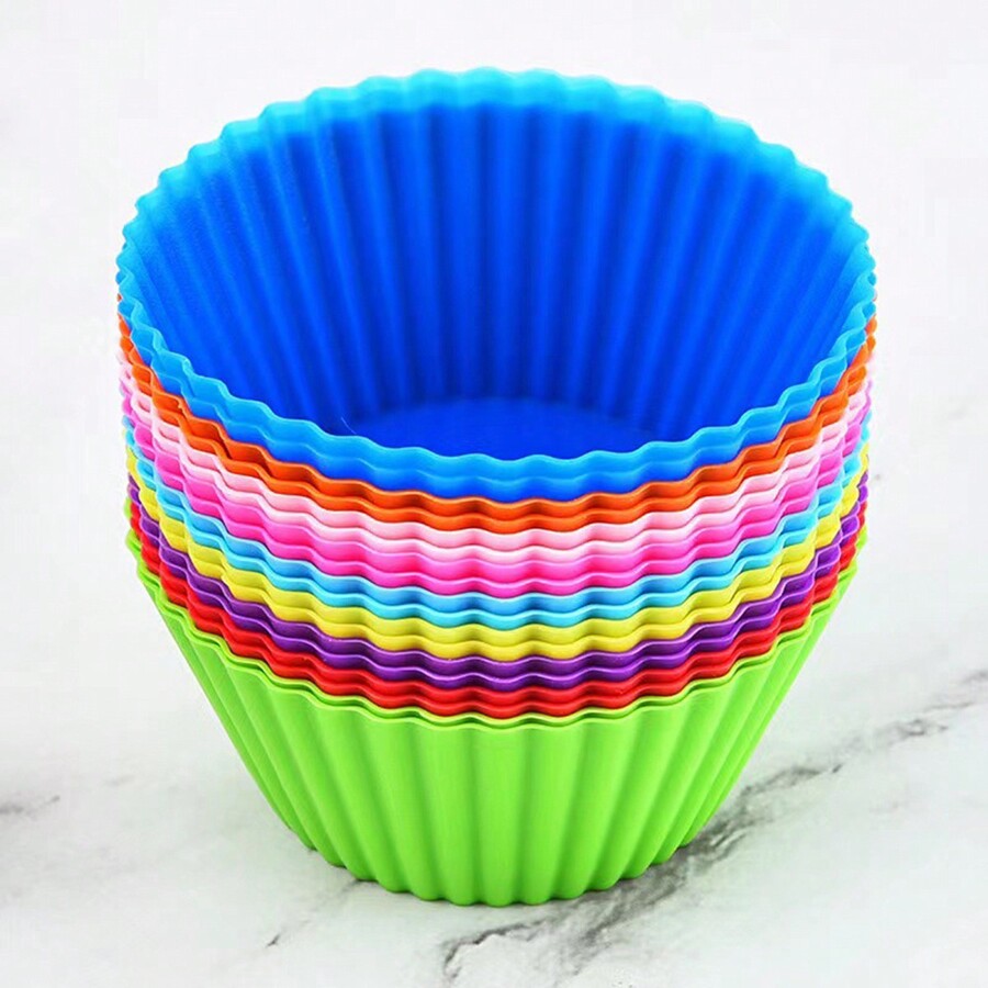 24pcs Round Silicone Muffin Cups 7cm Tartlet Colorful Cake Cups Small