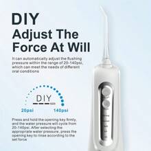 1 pieza Irrigador oral recargable por USB tipo C portátil de 300ML, limpiador de dientes con 4 modos de limpieza, memoria inteligente de limpieza, boquilla giratoria 360°, depósito de agua extraíble grande, bajo nivel de ruido y uso duradero, adecuado para viajes y transporte - Multicolor - Ver 2