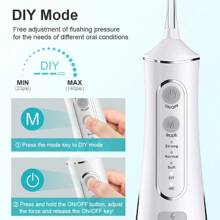 1 pieza Irrigador oral recargable por USB tipo C portátil de 300ML, limpiador de dientes con 4 modos de limpieza, memoria inteligente de limpieza, boquilla giratoria 360°, depósito de agua extraíble grande, bajo nivel de ruido y uso duradero, adecuado para viajes y transporte - Multicolor - Ver 3