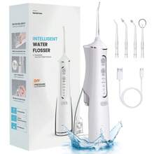 1 pieza Irrigador oral recargable por USB tipo C portátil de 300ML, limpiador de dientes con 4 modos de limpieza, memoria inteligente de limpieza, boquilla giratoria 360°, depósito de agua extraíble grande, bajo nivel de ruido y uso duradero, adecuado para viajes y transporte - Multicolor - Ver 8