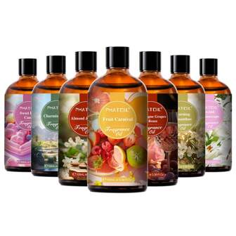 PHATOIL (新香氛) 100ml/3.38fl.Oz 香氛精油适用于身体扩散加湿器、清晨桂花、香槟葡萄与玫瑰、茶旅、兰花之梦、檀香圣地、水果嘉年华