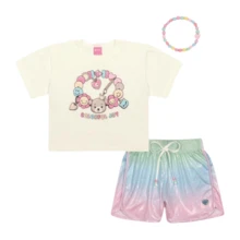 Cinti Summer Children's Set Holographic Shorts And Teddy Bear Blouse - Nhiều màu - Xem 3