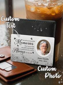1pc Custom Photo Wallet Card, Personalized Memorial Text Wallet Card, Custom Photo Keepsake Purse Card, Personalized Engraved Photo And Text Purse Card, Memorial Gift For Loss Of Loved One Personalized Wallet Card With Picture In Your Pocket