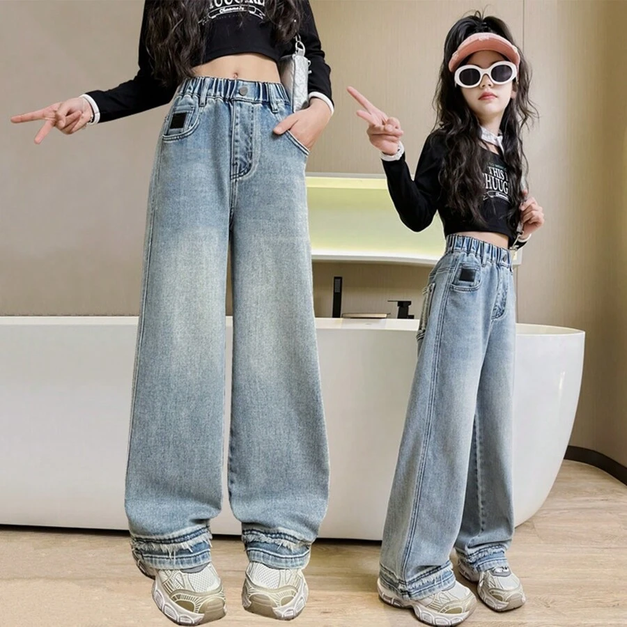 Tween Girl Spring And Autumn New Fashion Retro Loose Casual Jeans Students