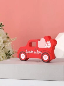 1pc Red Wooden Romantic Car Decor With Heart Ornament, Suitable For New Year, Spring Festival, Home Decor, Spring/Summer Decor, St. Patrick's Day Decor, Easter Decor Best Gifts Valentine's Day Birthday - Multicolor - View 1