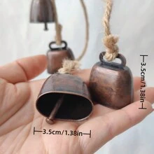 4 件装带绳铸铁牛铃，手工黄铜圣诞吊铃，声音清晰响亮，适合圣诞节、万圣节、复活节、感恩节装饰，树铃、门铃、派对节日配件 - 彩色 - 查看 6