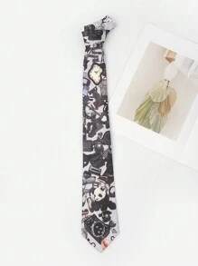 1 件男士休闲印花绘画动物图案涤纶领带情人节男士领带