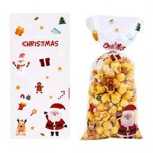100 Túi quà Giáng sinh vui vẻ, Túi đựng quà Giáng sinh mùa đông cho trẻ em, Túi đựng đồ ăn nhẹ bằng nhựa hình ông già Noel mát mẻ, kẹo nhỏ, đồ ăn vặt, số lượng lớn, dùng để trang trí tiệc Giáng sinh, vật dụng, ưu đãi - Nhiều màu - Xem 5