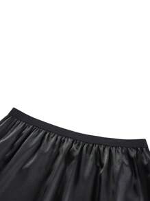 Women Half Slip Underskirt, Solid Color Elastic Waist Inner Lining For Midi Skirt - 黑色 - 查看 5