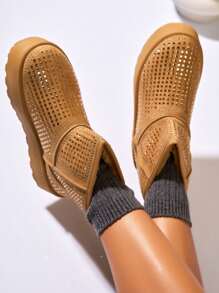Dam Rhinestone Decor Winter Platform Snow Boots - Kamel - Visa 5