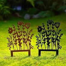 1pc 30cm Rusty Iron Silhouette Flower & Plant Decoration Stake, Suitable For Yard, Garden, Planter, Home Decor, Halloween, Christmas - Multicolor - View 12