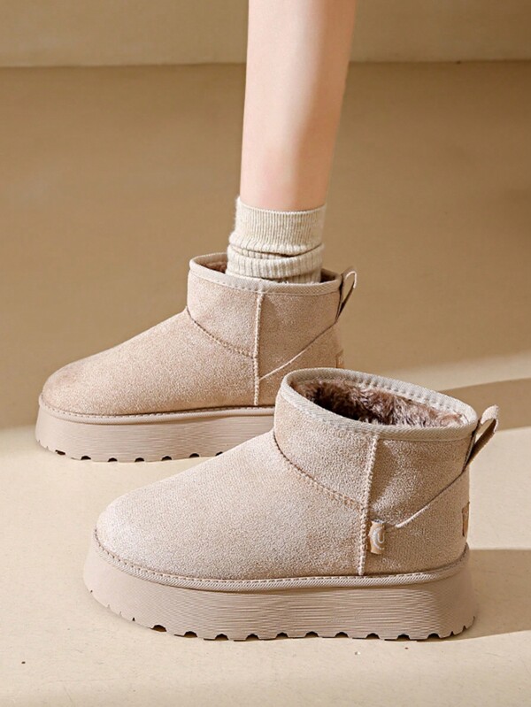 Stivali da neve da donna, caldi, alla moda, versatili, con suola spessa, gambale corto e fodera termica, stile sportivo