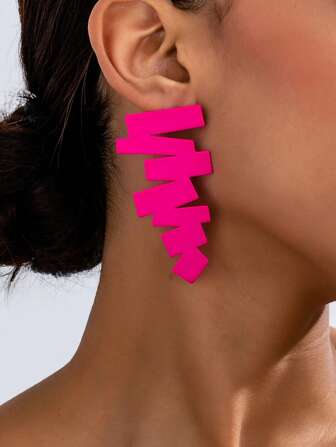 1 par asymmetrisk geometrisk design retro överdrivna örhängen för kvinnor