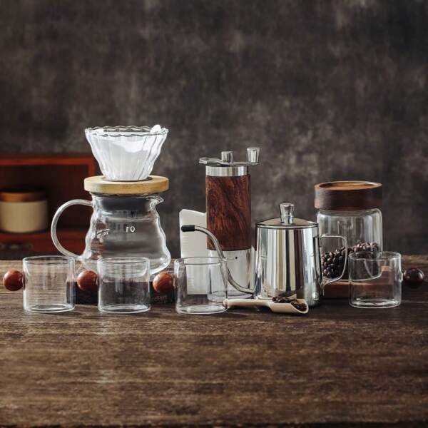 Coffee Maker Set, All In One Hand Drip Coffee Set, Coffee Grinder Manual Set, Ideal For Anniversary Birthday Gift