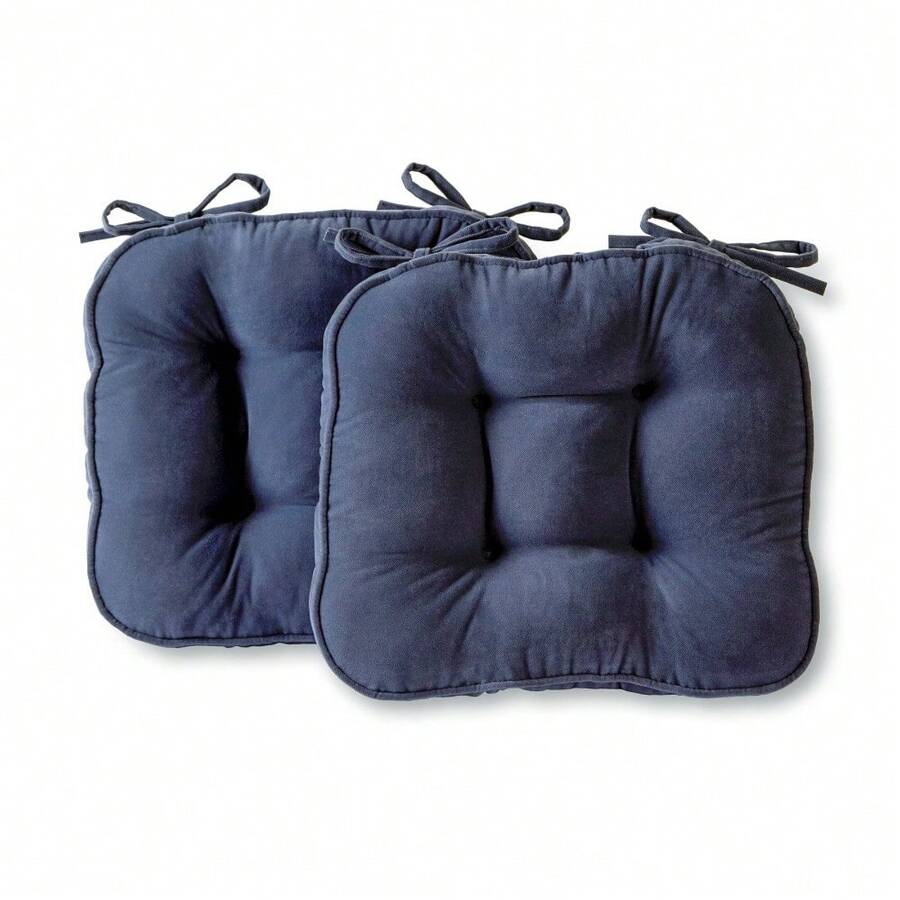 17 X 15 In. Indoor Chair Cushion, Set Of 2The Durable Microfiber Fabric Is Both Water And Stain-Resistant Making Them Ideal For A Kitchen Setting - vải denim - Xem 1