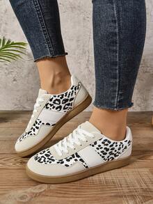 Giày thể thao cổ điển Unisex Retro Casual, giày trượt đa năng mũi tròn buộc dây - Đen và trắng - Xem 3