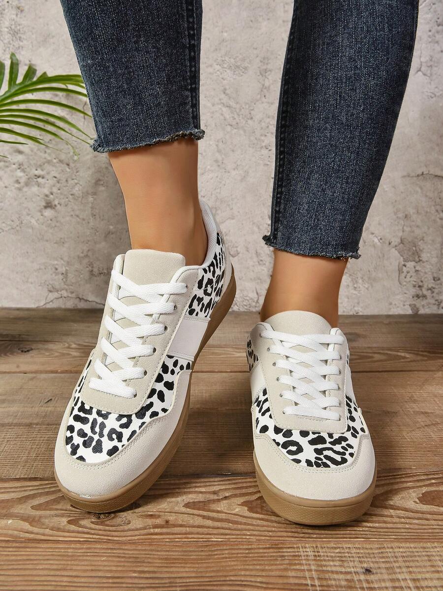 Giày thể thao cổ điển Unisex Retro Casual, giày trượt đa năng mũi tròn buộc dây - Đen và trắng - Xem 1
