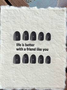 10Pcs Handmade Press-On Nails: Short Square Black Solid Color Fake Nail Set For Instant Glamour, Includes 1Pc Jelly Gel & 1Pc Nail File Nail Supplies Nails - Black - View 7