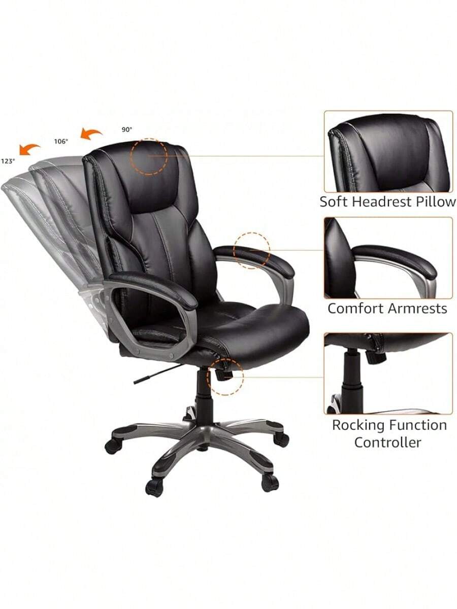 Basics Executive Home Office Desk Chair With Padded Armrests