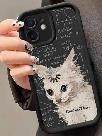כיסוי טלפון עם דוגמה יצירתית של חתול מתמטיקה, עיצוב סולם עין שלישית בסגנון חדש, כיסוי טלפון אופנתי מינימליסטי ייחודי, מתאים לגברים ולנשים, מתנה לחג חדשנית עמידה למים עמידה בזעזועים נגד נפילה עמידה בפני שריטות
