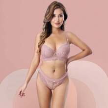 Z&D Lingerie Set With Underwire, Lace And Padded Thong Panties 6981 - Nhiều màu - Xem 4