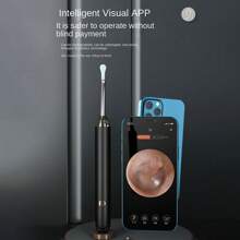 Tinsol Tinsol Nettoyeur d'oreille intelligent Vision d'endurance 130mAh avec caméra 1296P Barre auriculaire Otoscope Endoscope rechargeable USB-C Outil de retrait de cérumen Oreillette Caméra Soins de santé