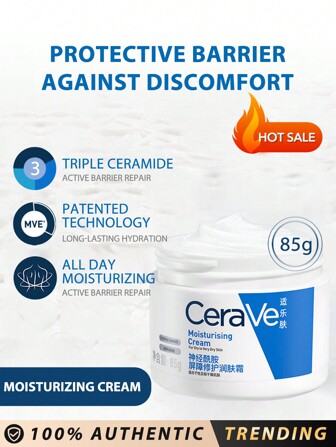 CeraVe Crema humectante, 85g, para piel seca a muy seca, hidratante y restaura la barrera protectora de la piel
