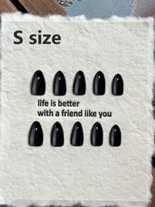 10Pcs Handmade Press-On Nails: Short Square Black Solid Color Fake Nail Set For Instant Glamour, Includes 1Pc Jelly Gel & 1Pc Nail File Nail Supplies Nails - Black - View 22