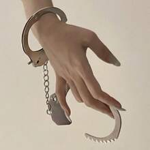 Handcuffs Toy Handcuffs Halloween Handcuffs Performance Magic Props Magic Toys Party COS Handcuffs - Silver - View 5