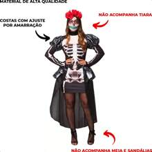 Trang phục dành cho phụ nữ Người lớn Mexico Skull Queen Deluxe Skeleton Dress với đuôi - Đen và trắng - Xem 7