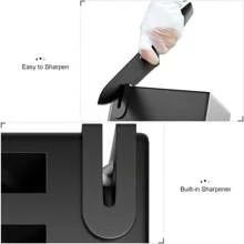 Set di 14 coltelli con blocco portacoltelli, con affilatore integrato, per uso in cucina - Set di coltelli da cucina nero di ACOQOOS