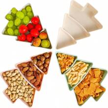 1pc Christmas Tree Trunk Shape Fruit Plate, Christmas Tree Shaped Appetizer Serving Tray With Plastic Dividers - Multicolor - View 5