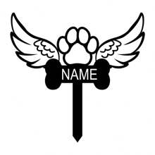 1pc Custom Angel Wings Paw Pet Memorial Garden Stake,Personalized Grave Marker Stake,Pet Cat Dog Memorial Yard Stake,Outdoor Garden,Custom Butterfly Cross Memorial Garden Stake,Custom Memorial Cross With Wings Metal Stake