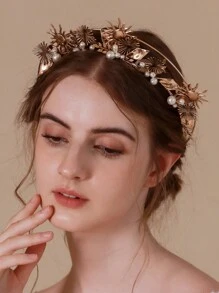 1 pièce Serre-tête en métal à motif soleil, décoration à double couche, convient pour les occasions festives