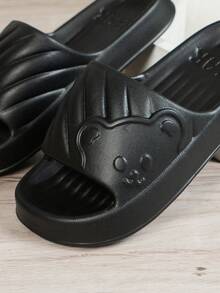 Dép đi trong nhà hình gấu dễ thương tối giản thời trang dành cho thanh thiếu niên, dép đi trong nhà/phòng ngủ mềm mại, nhanh khô, chống trượt - màu đen - Xem 3