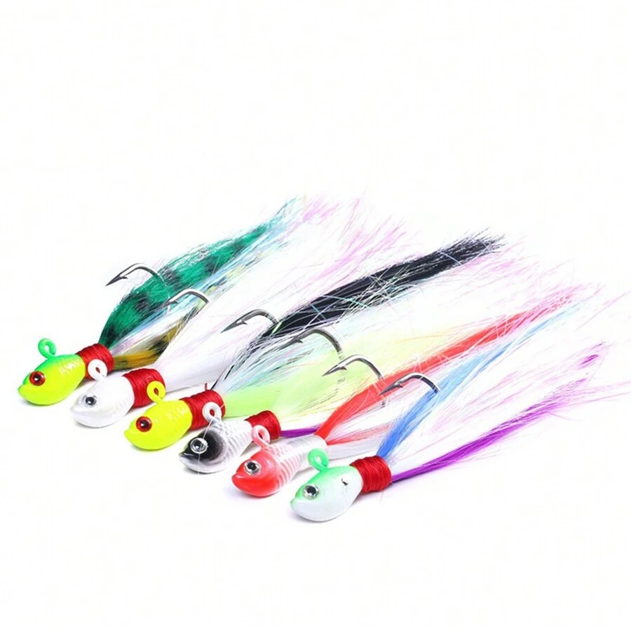 10g Lead Head Soft Hair Jig Lures Catfish Worm Bait For Fishing SHEIN UK
