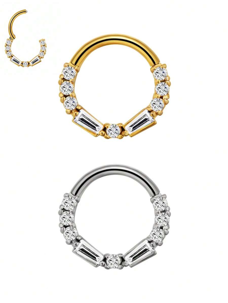 316 Stainless Steel Textured Zirconia Nose Ring Simple Fashion Men And Women Popular Body Piercing Jewelry Suitable For Party Or Gifts For Girls