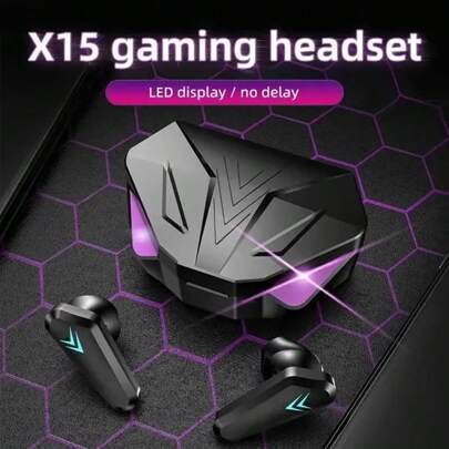Auriculares inalámbricos tipo TWS con micrófono para juegos X15, sonido estéreo 9D Hi-Fi con posicionamiento de audio, capacidad de batería de 200 mAh para jugadores