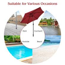 Lifezeal 9Ft Outdoor Market Patio Table Umbrella Push Button Tilt Crank Lift Burgundy/Beige/Tan/Blue - Màu Đỏ Sâu - Xem 4