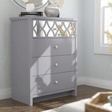 Iris 4 Drawer Chest - Modern Cabinet With 1 Mirrored Drawers - Organizers And Storage For Bedroom – Console For Entryway - Hallway Or Living Room - Grey, - Grey - View 1