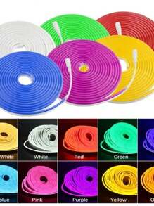 Flexible Neon Led Strip 5 Meter Hose IP65 Waterproof With/Without Power Supply Christmas New Year Gift - trắng ấm - Xem 1