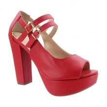 Women's Platform Sandal Shoe With 12 Cm Thick Heel – Modernity And Sophistication - 紅色 - 查看 2