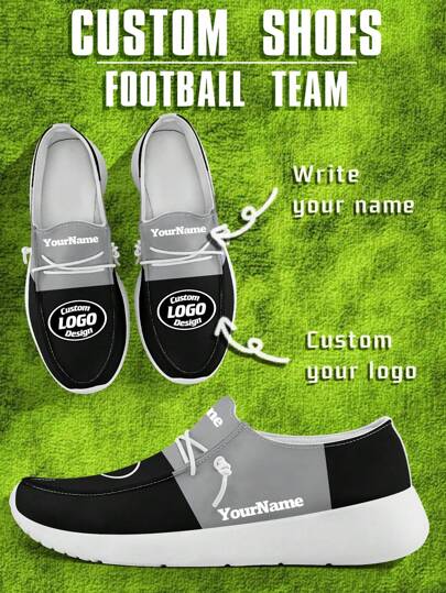 Custom Logo Loafers för män, Las Vegas Fotbollsdesignade lätta bekväma London-sula canvasskor för vår, sommar, höst och vinter, Slouchy Loafers, personlig rolig unik present till mamma/pappa/henne/honom/flickvän/pojkvän/fru/man/ Vän